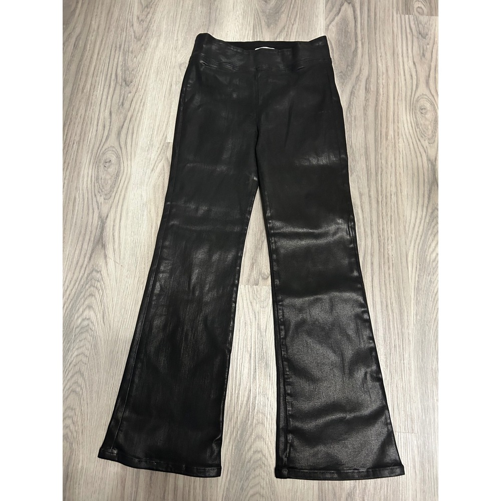 Frame Noir Coated Flare Leg Pants Black Faux Leather Look  stretch Size 1 luxury